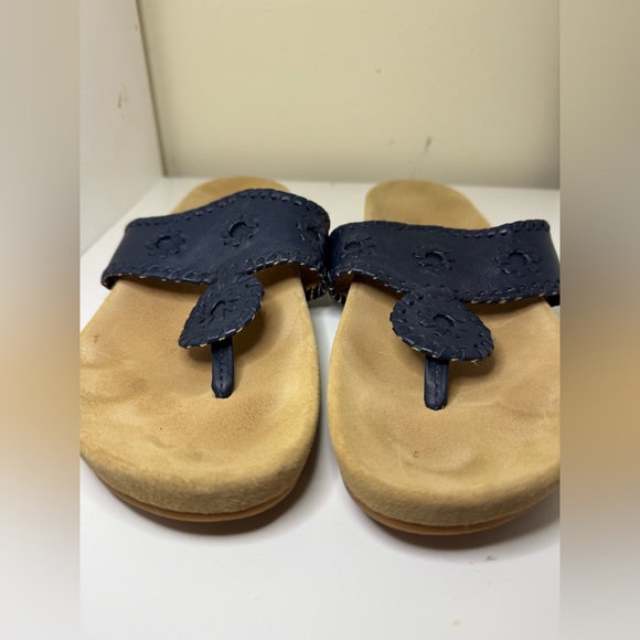 Jack Rogers Jacks Comfort Sandals Size 8.5 Navy Blue Leather Slides Thongs - Picture 3 of 7